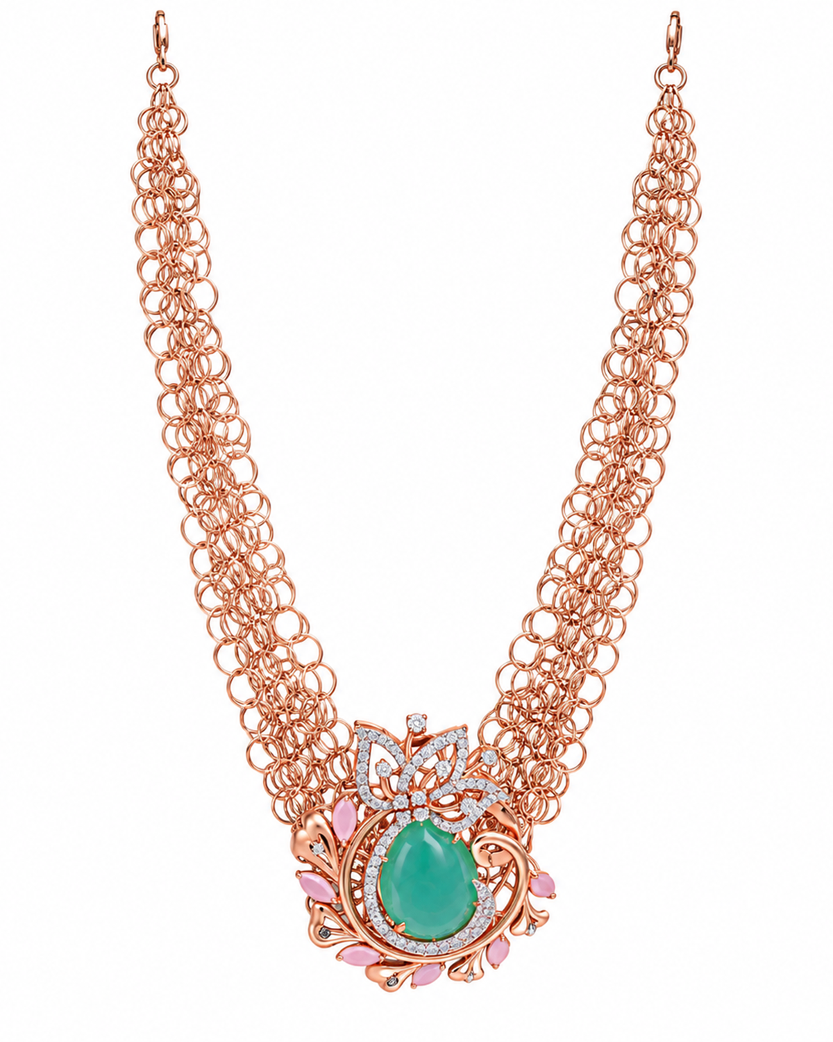 Fancy Stone Studded 18KT Gold Necklace Set