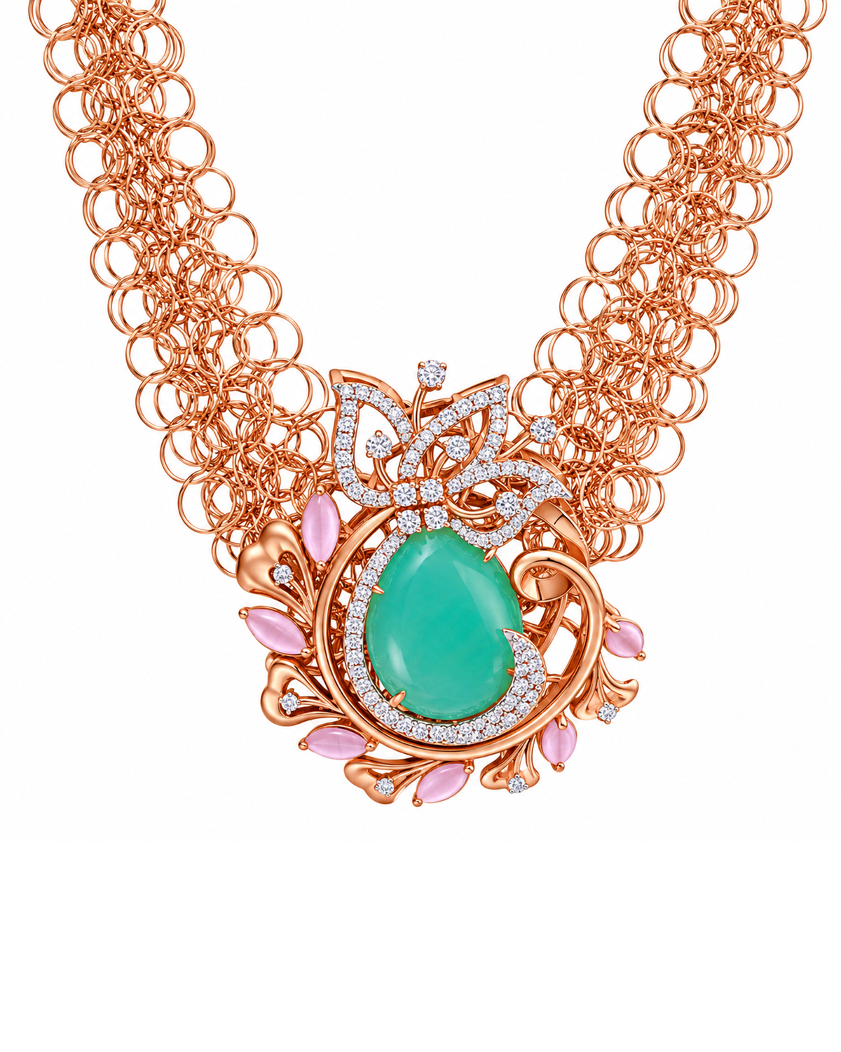Fancy Stone Studded 18KT Gold Necklace Set