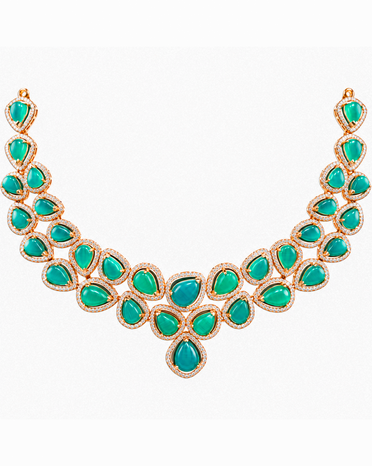 Fancy Stone Studded 18KT Gold Necklace Set