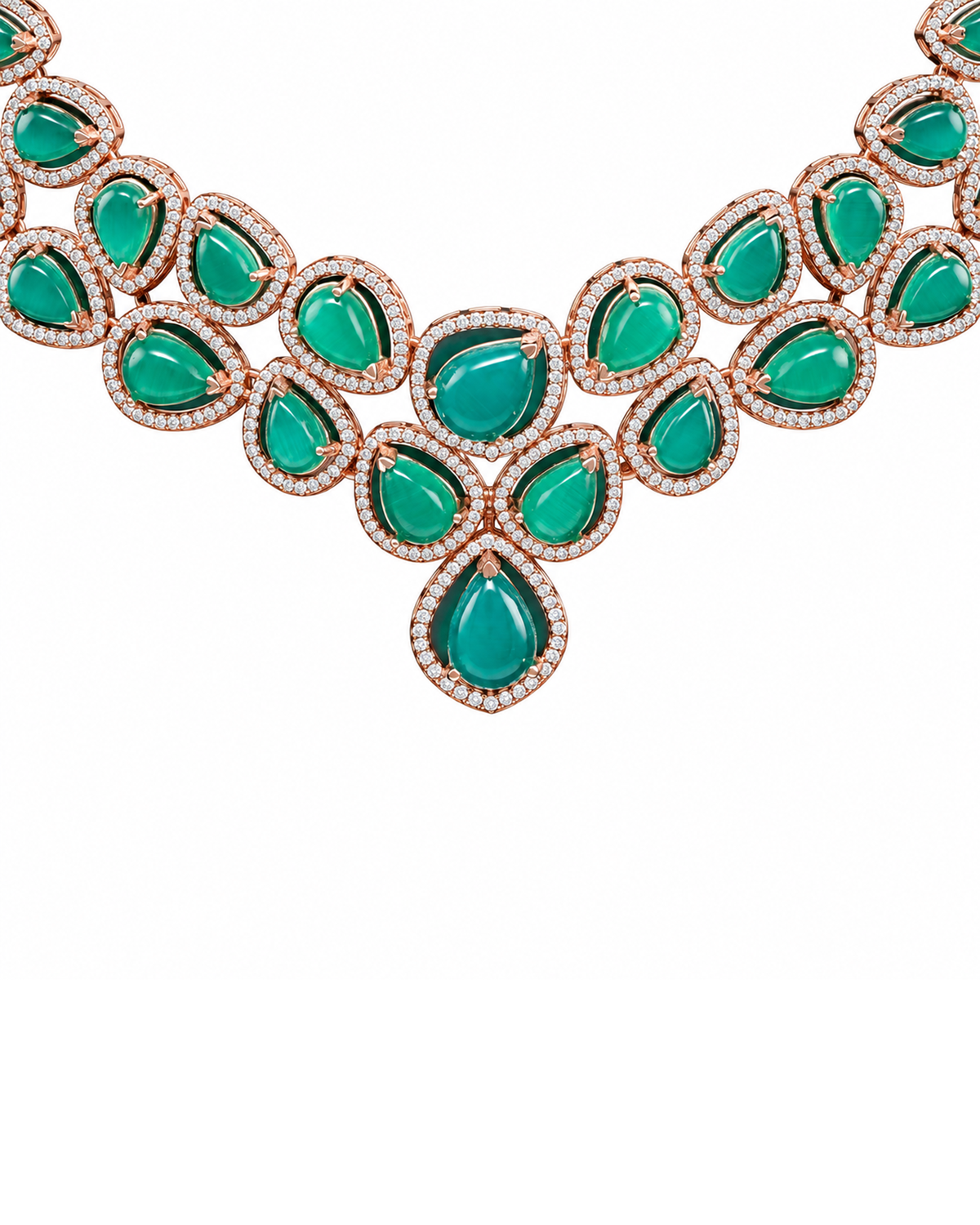 Fancy Stone Studded 18KT Gold Necklace Set