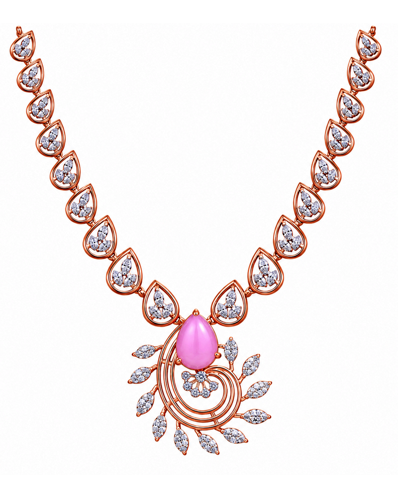 Fancy Stone Studded 18KT Gold Necklace Set
