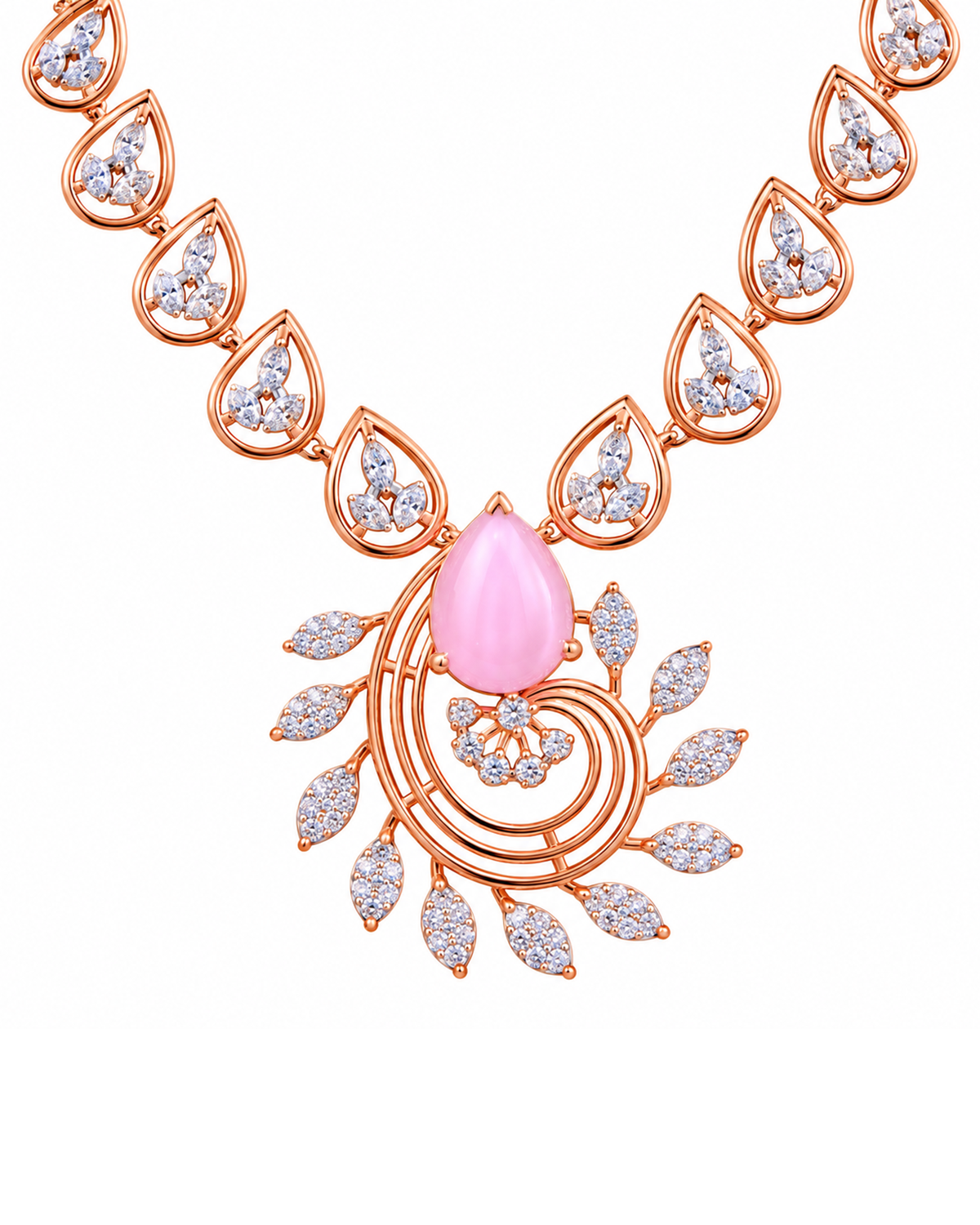 Fancy Stone Studded 18KT Gold Necklace Set