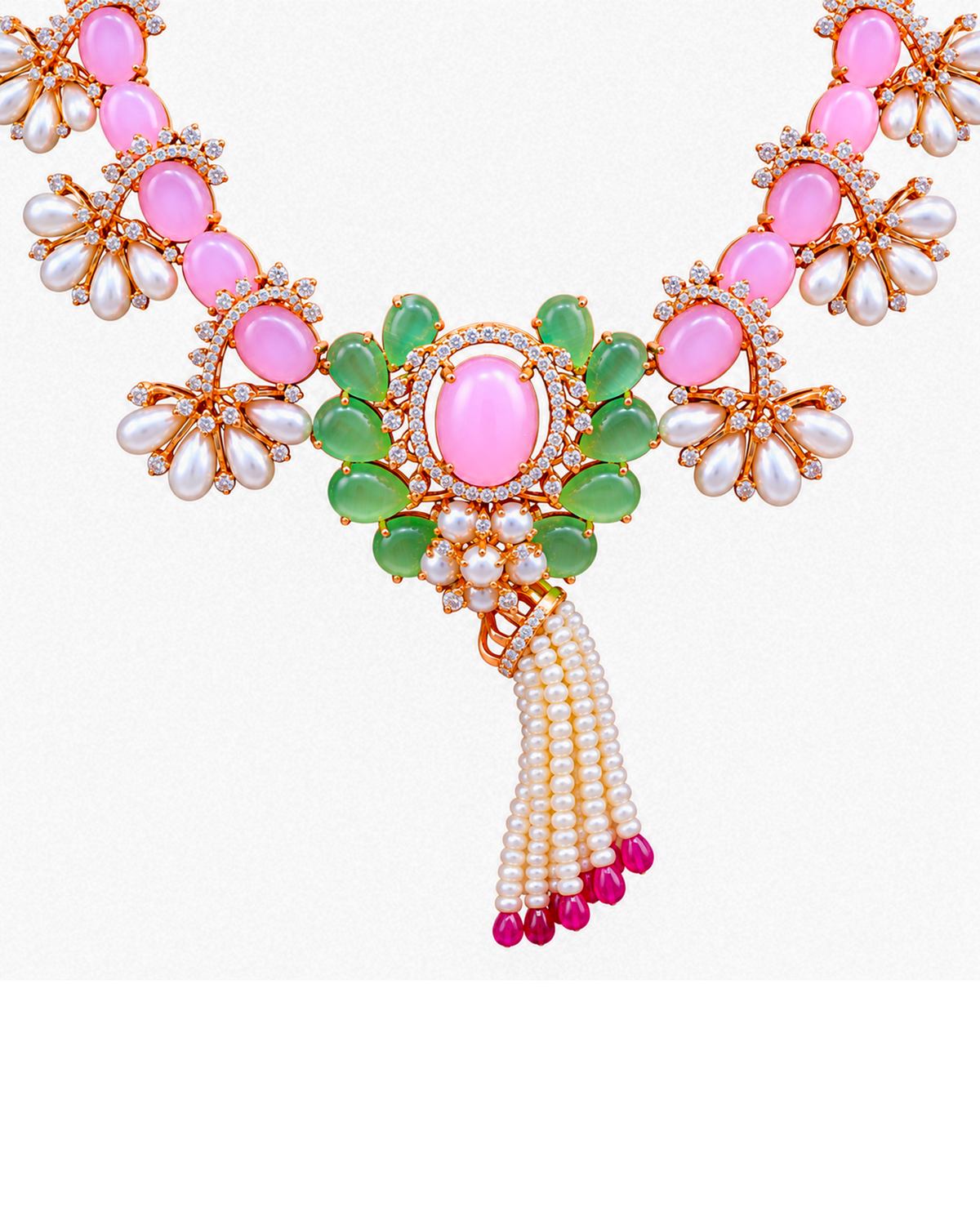 Fancy Stone Studded 18KT Gold Necklace Set