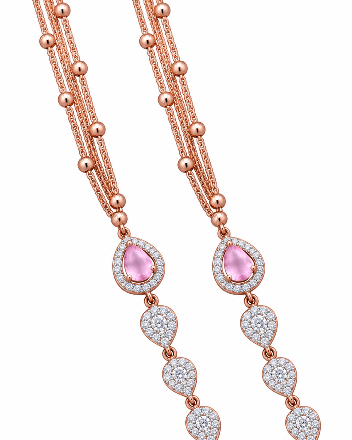 Fancy Stone Studded 18KT Gold Necklace Set