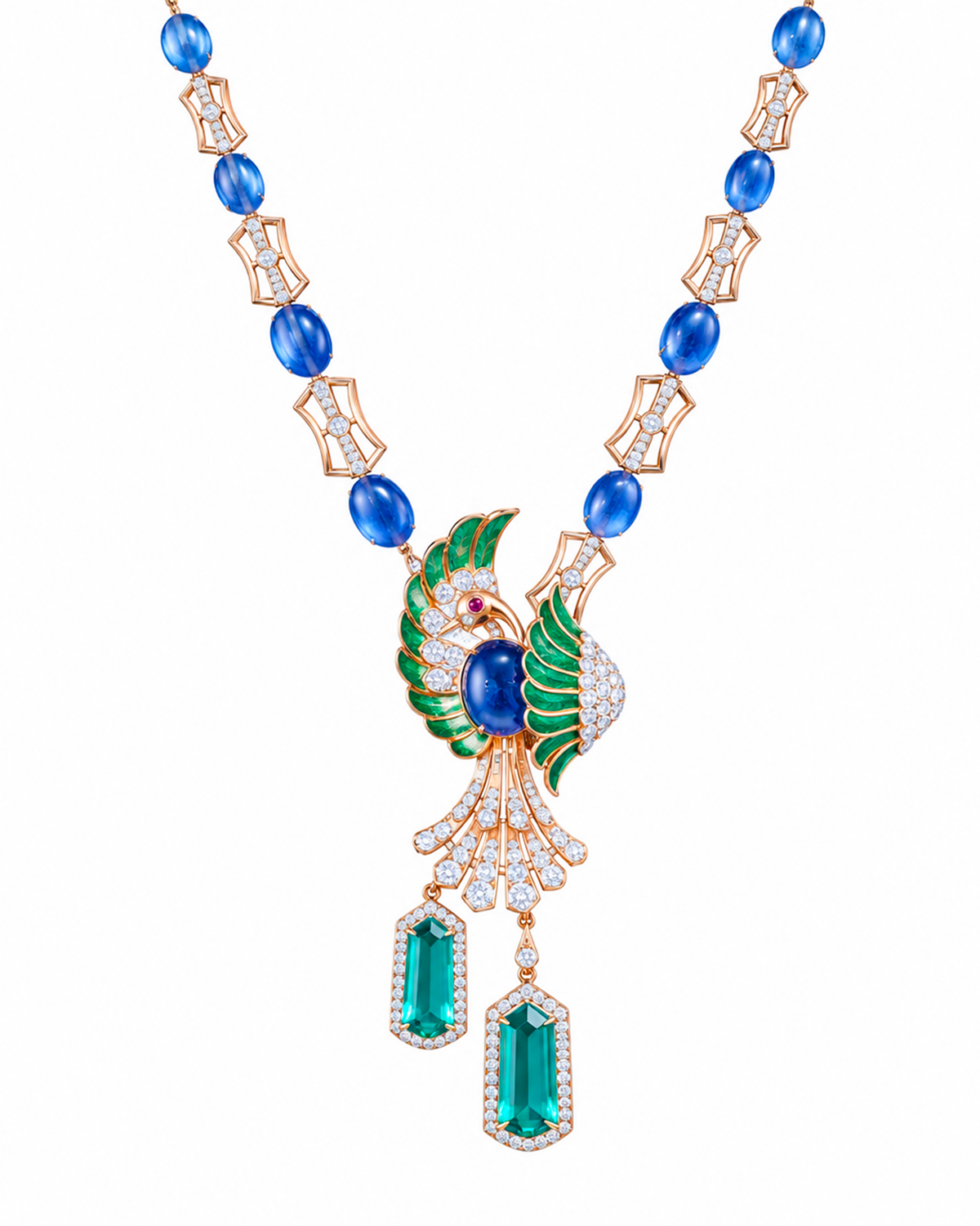 Fancy Stone Studded 18KT Gold Necklace Set