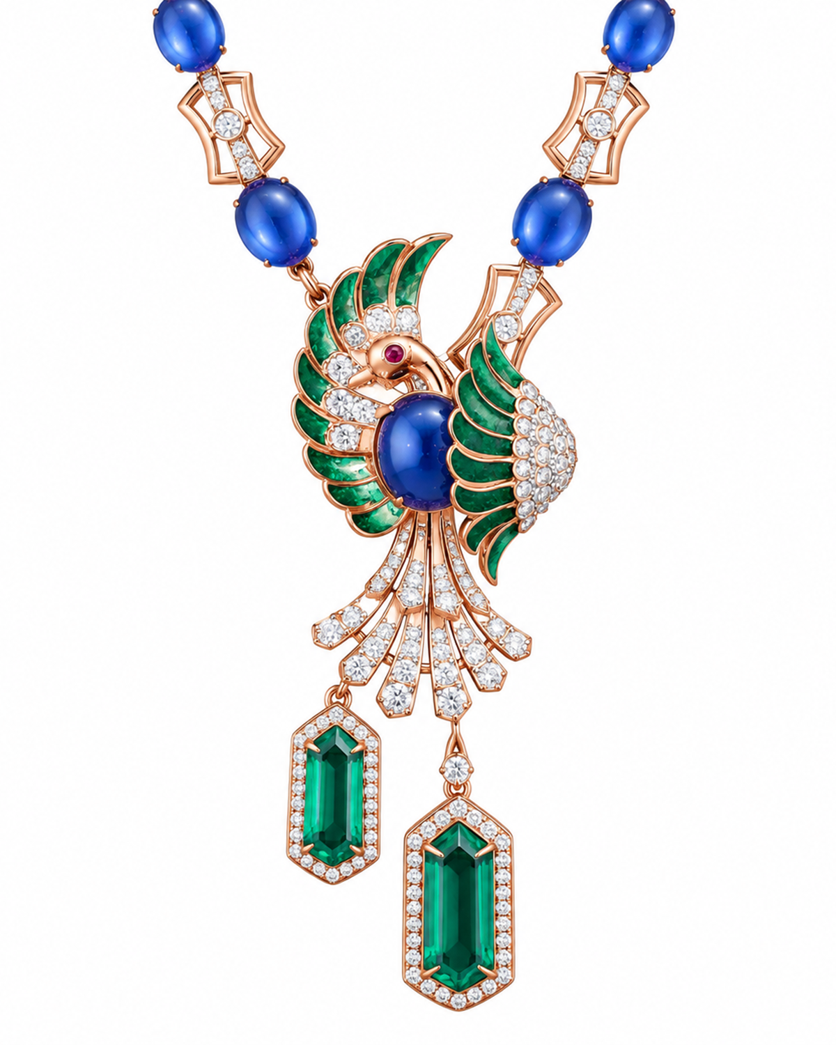 Fancy Stone Studded 18KT Gold Necklace Set