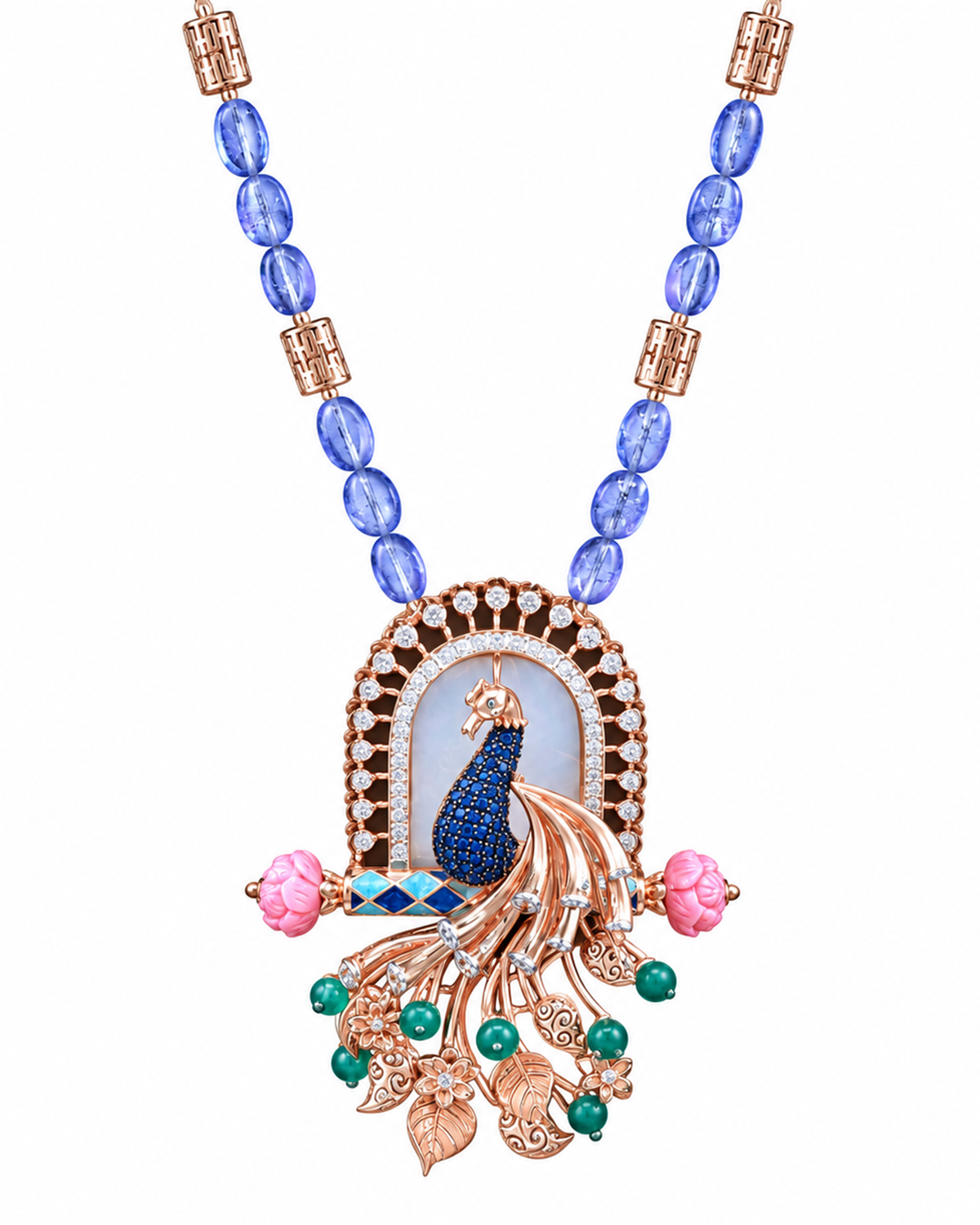 Fancy Stone Studded 18KT Gold Necklace Set