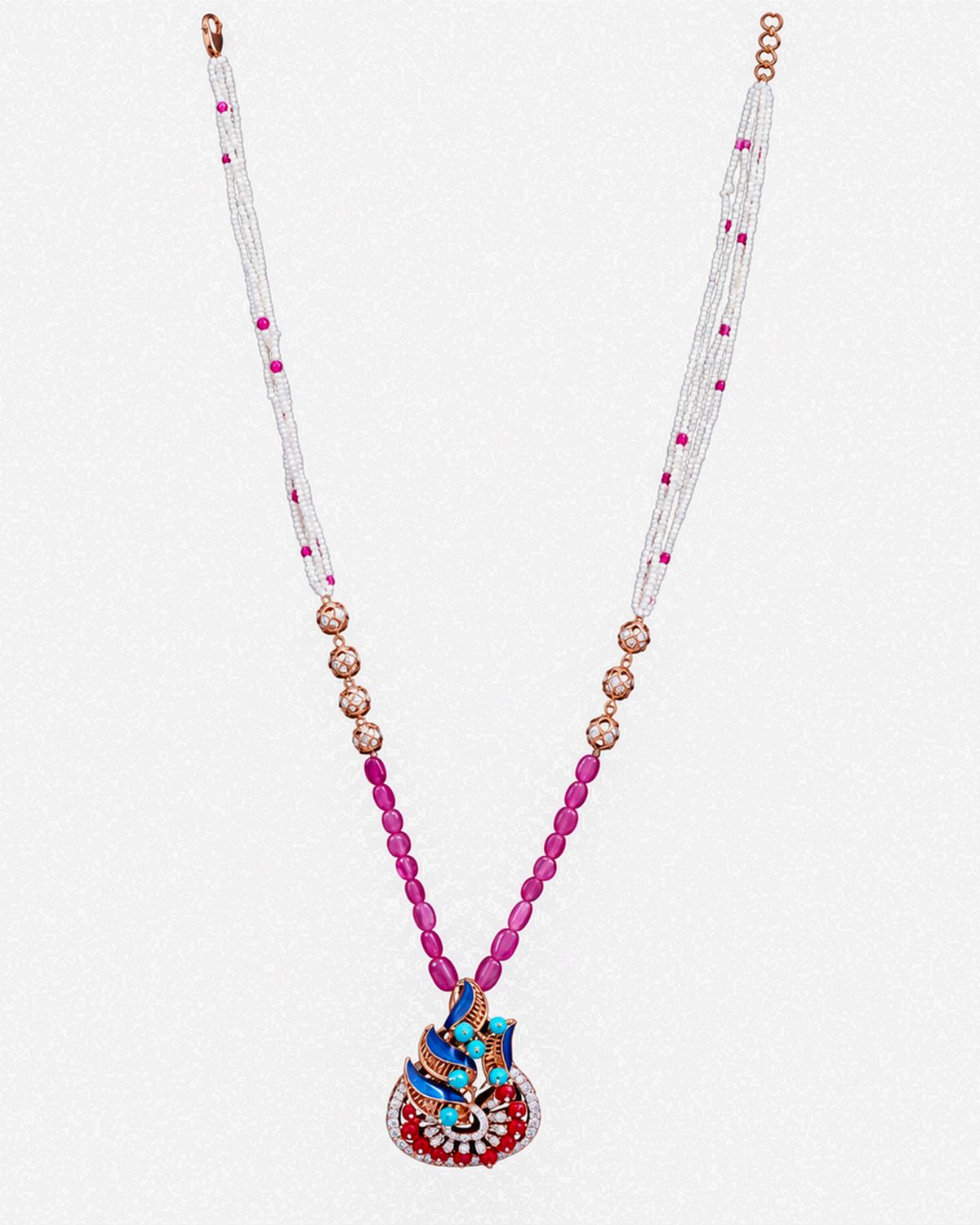 Fancy Stone Studded 18KT Gold Necklace Set
