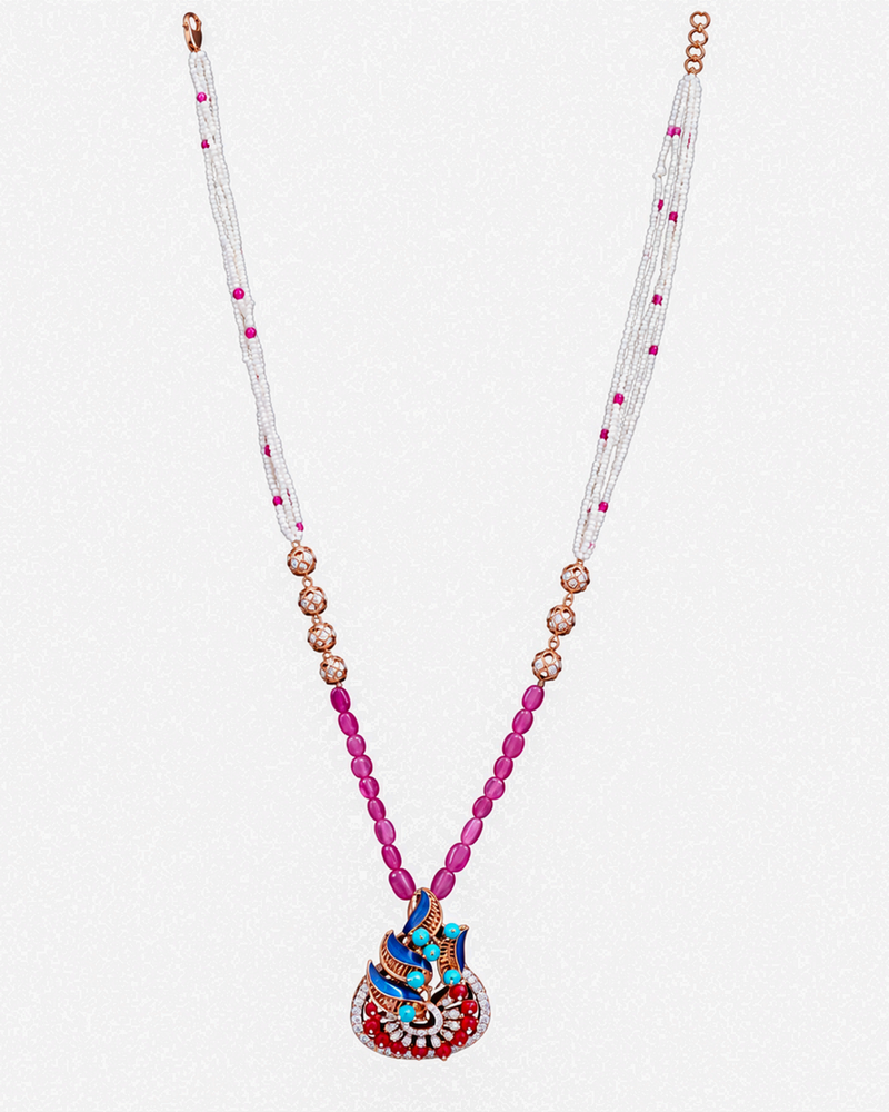 Fancy Stone Studded 18KT Gold Necklace Set