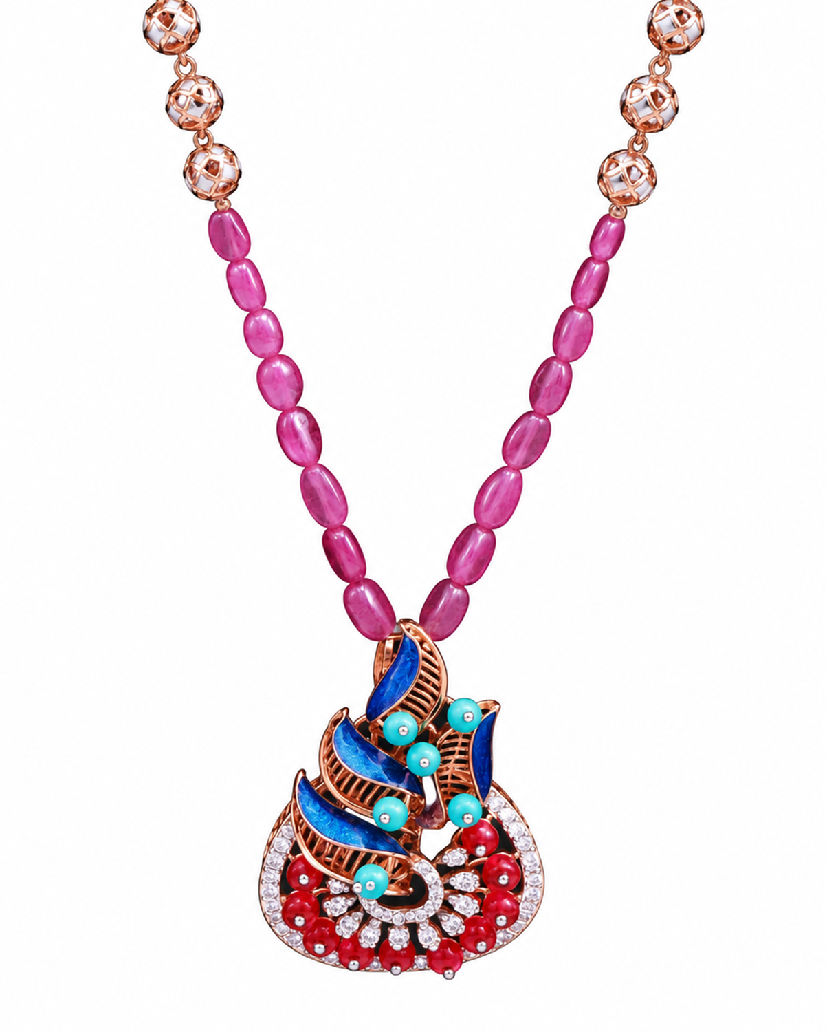 Fancy Stone Studded 18KT Gold Necklace Set