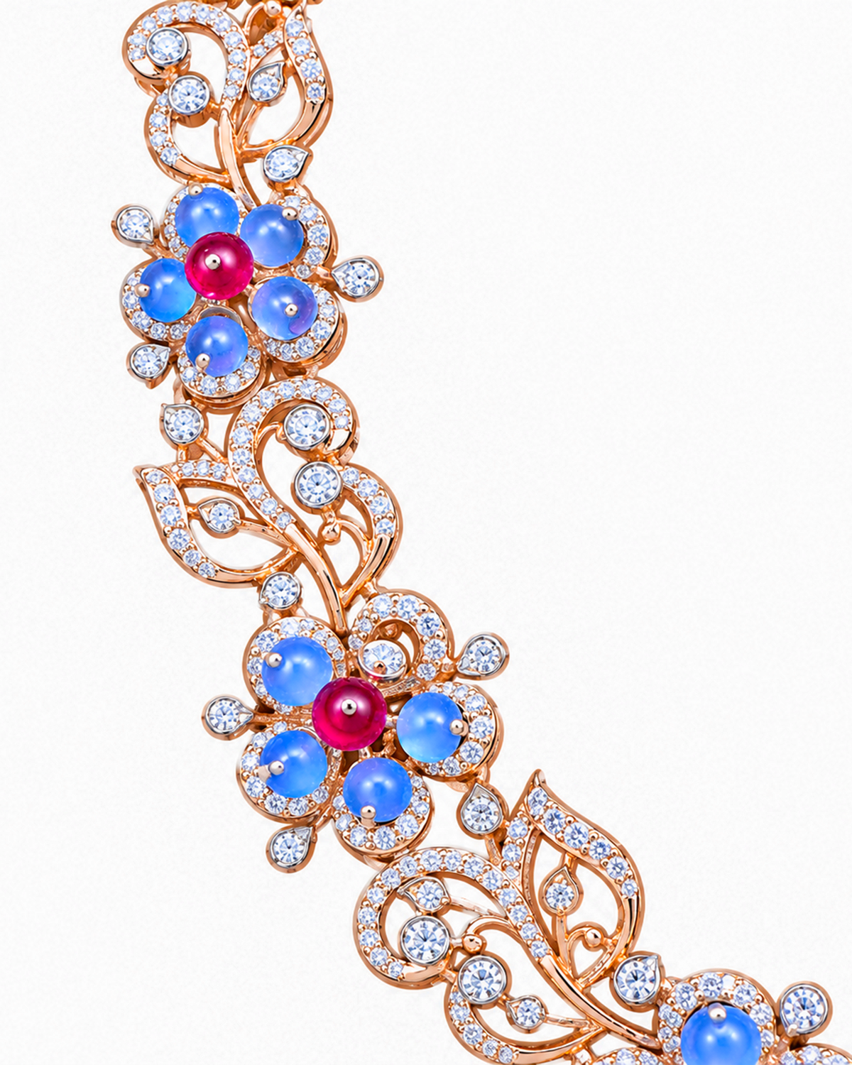 Fancy Stone Studded 18KT Gold Necklace Set