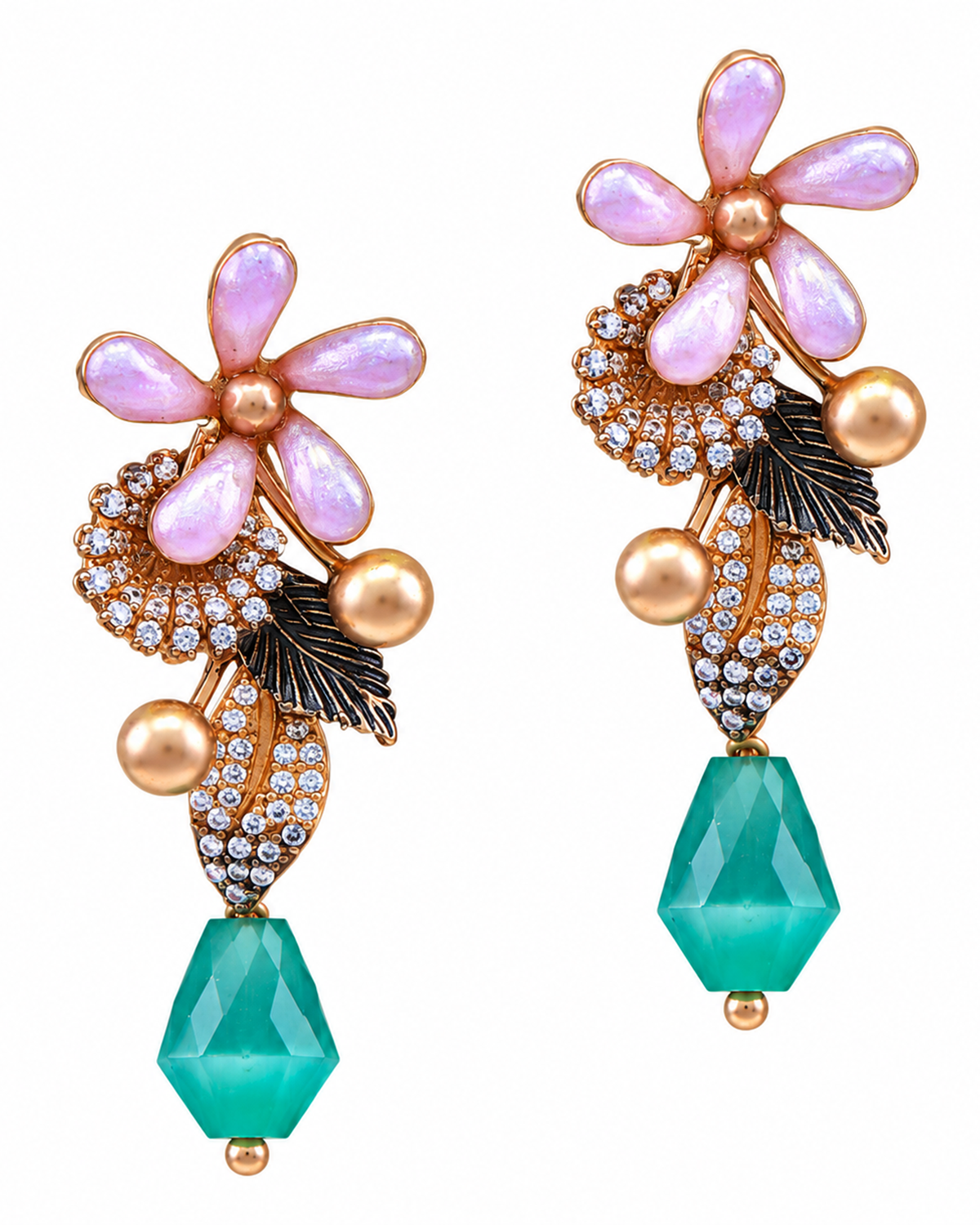 Fancy Stone Studded 18KT Gold Necklace Set