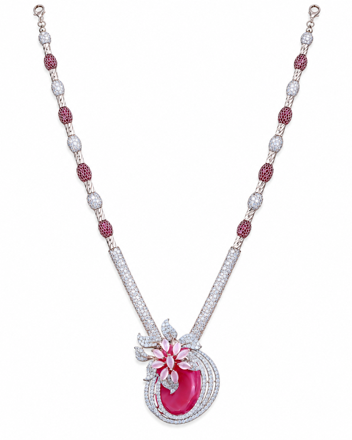 Fancy Stone Studded 18KT Gold Necklace Set