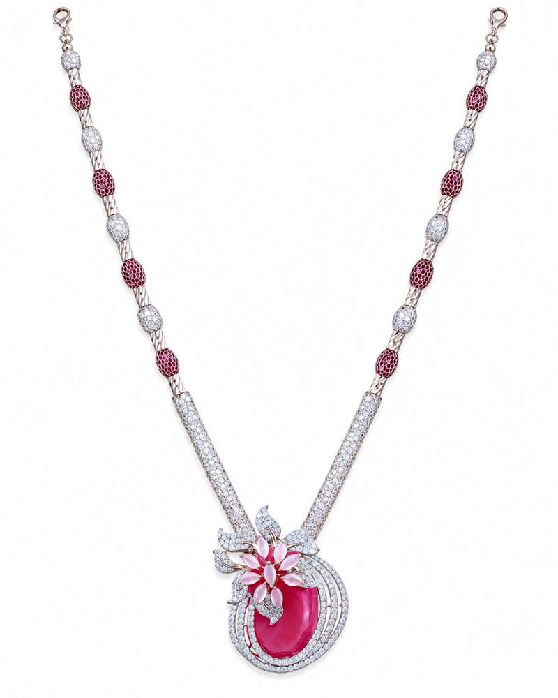 Fancy Stone Studded 18KT Gold Necklace Set