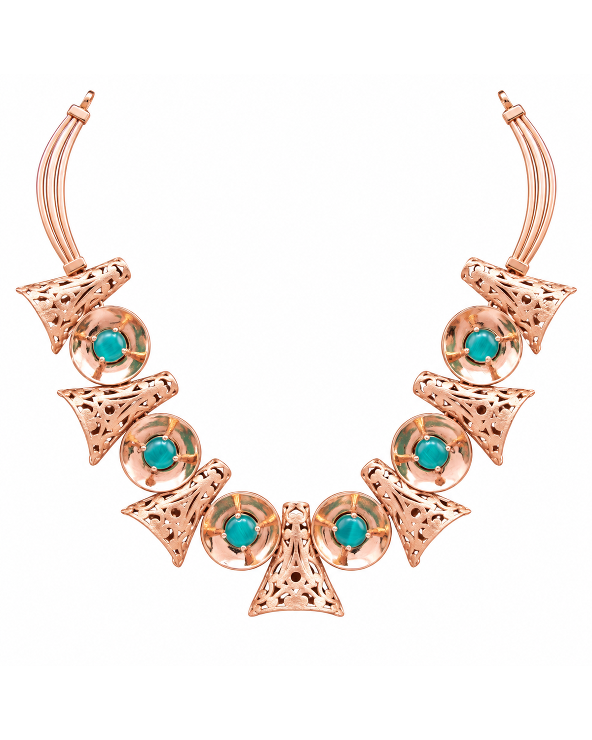 Fancy Stone Studded 18KT Gold Necklace Set