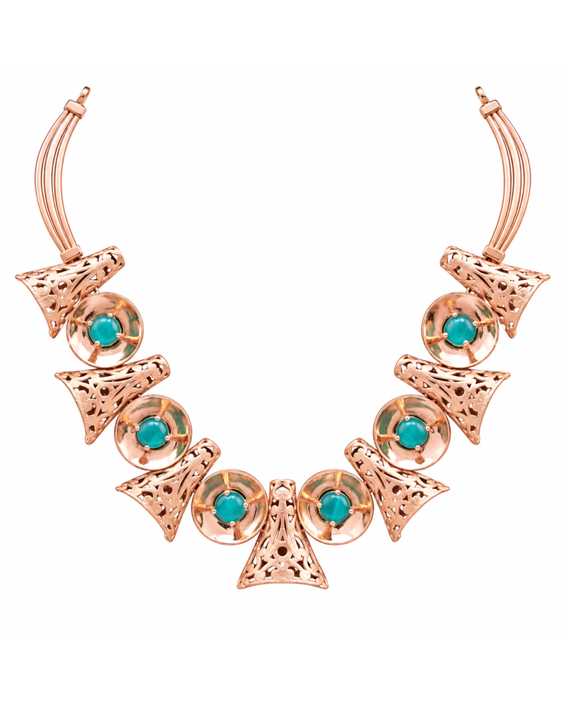 Fancy Stone Studded 18KT Gold Necklace Set