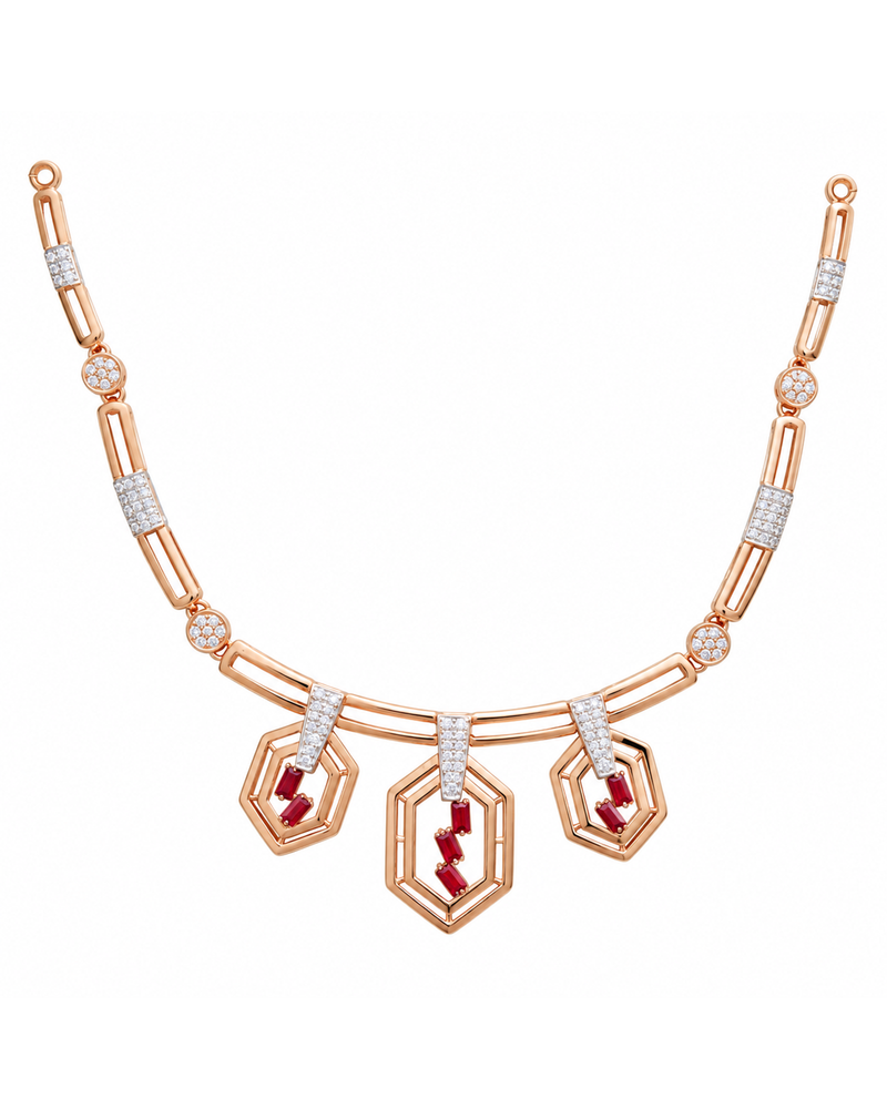 Fancy Stone Studded 18KT Gold Necklace Set